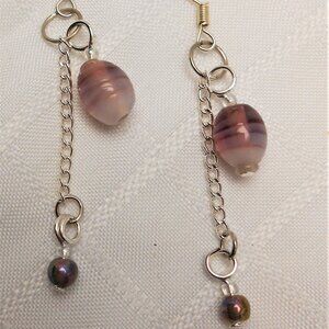 No1223 Handmade earrings with glass beads